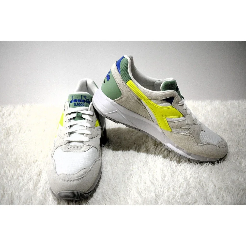 Diadora N92 Italian Vintage Running Sneakers White Yellow Green Blue Men’s 13